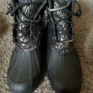 Women's Black Lace-Up Boots